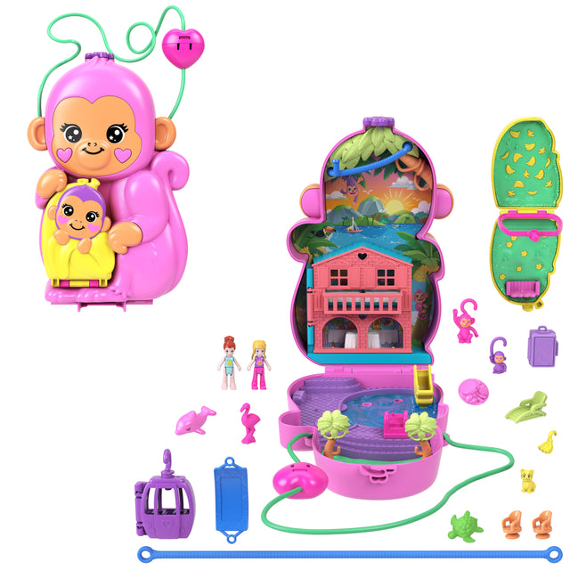 Polly Pocket-Maman Singe et Son Bébé-Coffret 2 mini-figurines HWP04