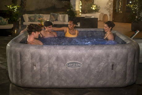Spa gonflable BESTWAY - Lay-Z-Spa San Fransisco - Hydrojets - 230 x 230 x 71 cm - 5 a 7 places - Carré (couverture, 5 appuie-tete)