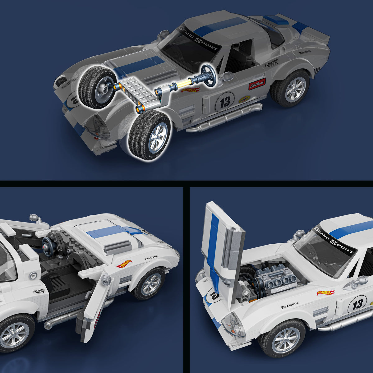 Hot Wheels - Coffret de Construction Corvette Grand Sport - Avec 918 pieces - Mattel Brick Shop - JGR31