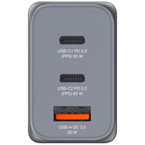 Chargeur secteur Verbatim GNC 1x port USB-A + 2x ports USB-C 65W (Noir)