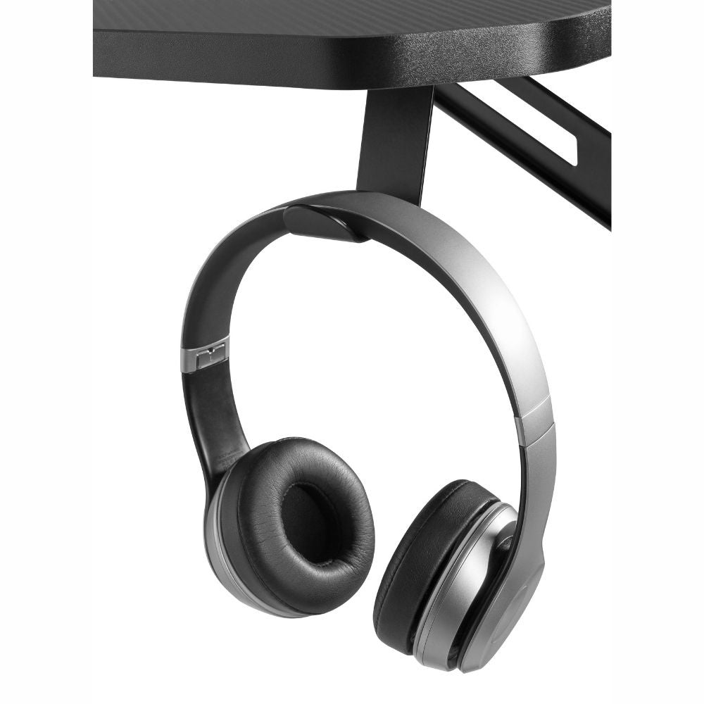 WE Gamium Bureau gamer avec support casque et gobelet - structure en métal - pla