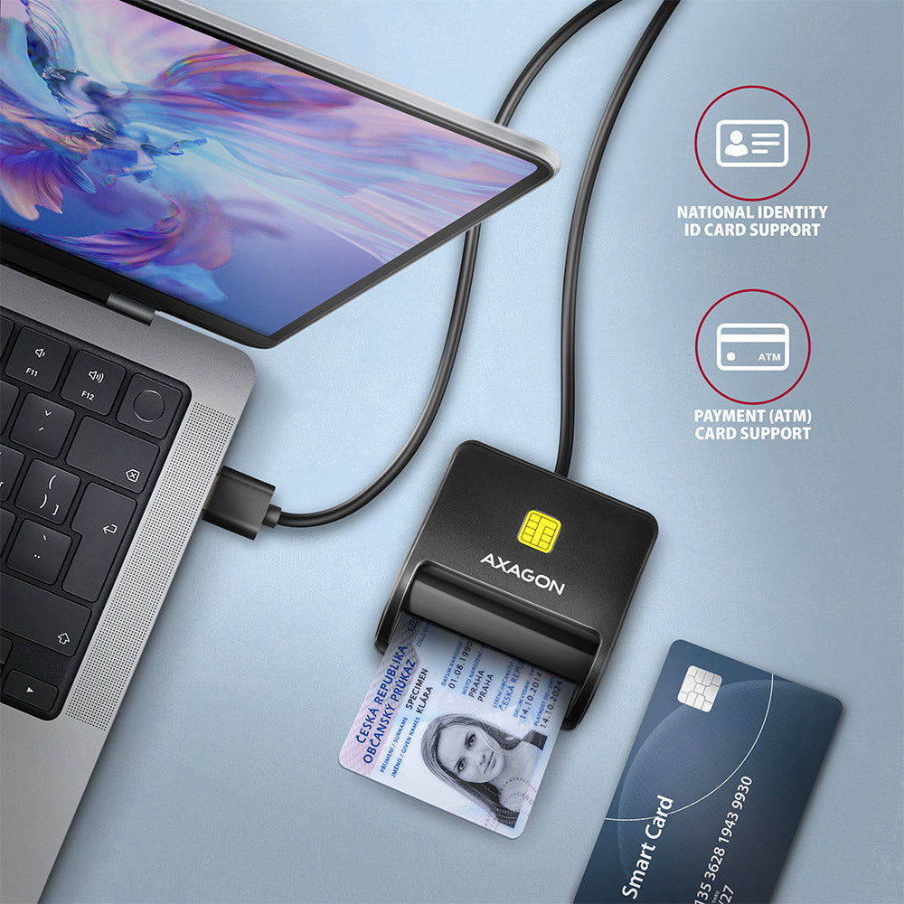 Lecteur de Cartes à puce Axagon CRE-SM3SD USB 2.0