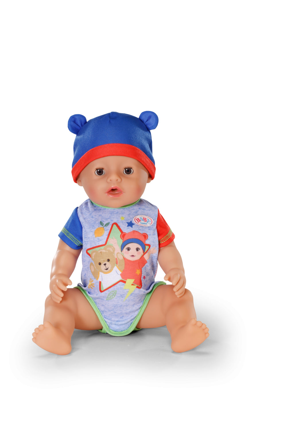 Poupon - BABY BORN - Jonas - 10 fonctions réalistes - 10 accessoires - Bleu et Rouge - 43cm - Des 3 ans