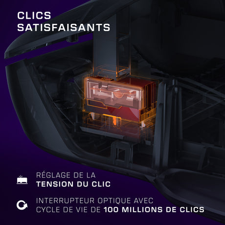 Souris gaming sans fil - Turtle Beach Kone™ II Air - Ergonomique - Noir, Bluetooth, 26 000 DPI, molette 4D