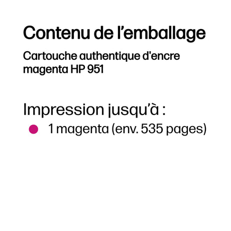 HP 951 Cartouche d'Encre Magenta Authentique (CN051AE)