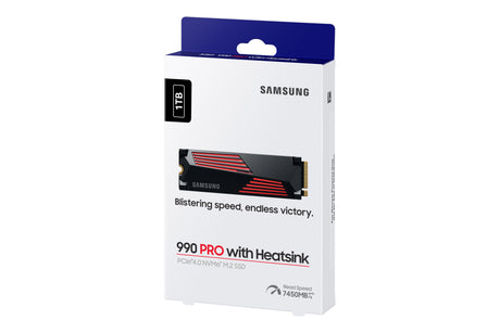 SAMSUNG - 990 PRO avec dissipateur- SSD Interne - 1 To - NVMe M.2 PCIe 4.0x4 - Vitesse lecture jusqu'a 7 450 Mo/s