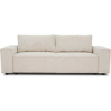 Canapé droit convertible 3 places JOSH - velours côtelé beige - Coffre de rangement - L239xP86xH85cm