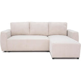 Canapé d'angle convertible réversible 3-4 places PHARELL - Velours côtelé beige - Coffre de rangement - L 230x P 155 x H 95 cm