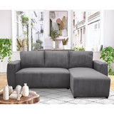 Canapé d'angle convertible réversible 3-4 places PHARELL - velours côtelé Anthracite - Coffre de rangement - L224 x P155 x H85 cm