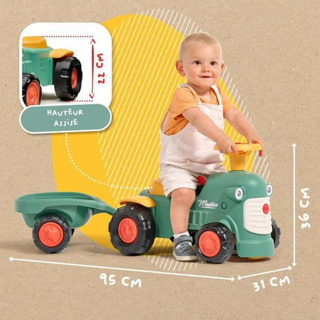 Porteur tracteur Maurice - FALK - Volant directionnel et remorque - 100% Fabriqué en France - 90% de plastique recyclé - Des 12 mois