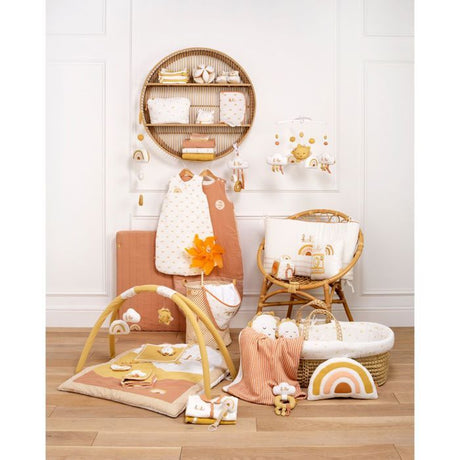 Couffin bébé - SAUTHON - SUNLIGHT - Avec matelas et habillage coton - 0-4 mois - Blanc / Terra cotta