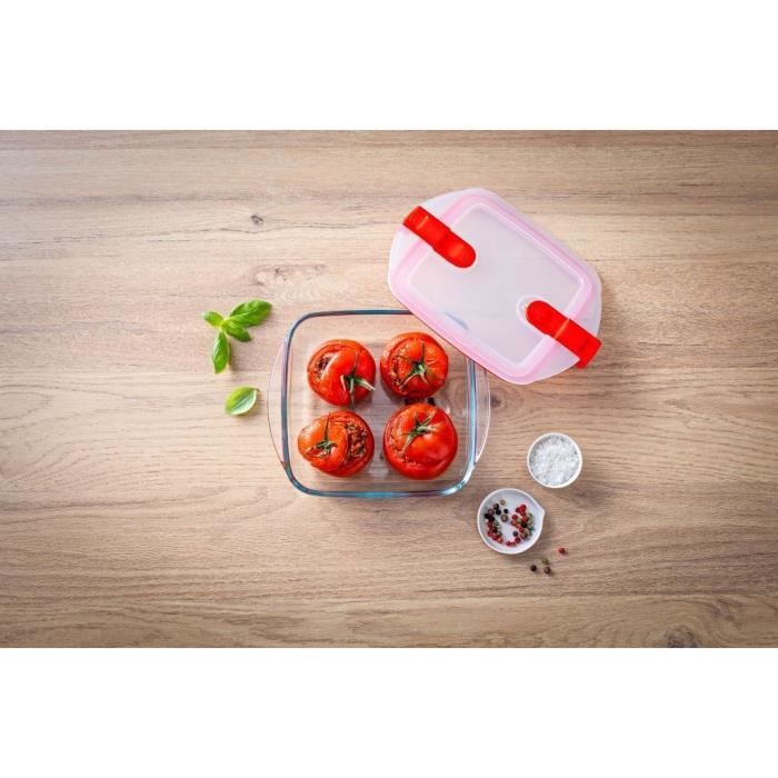 Lot de 5 Boîtes de conservation - PYREX - Cook & Heat - Verre - Couvercle a valves vapeur spécial micro-onde