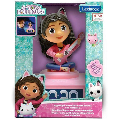 LEXIBOOK - Réveil veilleuse Gabby et la Maison Magique - Sons et mélodies, écran LCD rétro-éclairé et lumineux - Rose