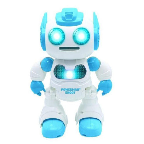 Powerman Shoot Robot Programmable avec Dance, Musique, démo – Télécommande et disques en mousse inclus.