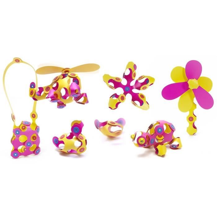 Crew Pack CLIXO - Rose/Jaune - GIPSY TOYS - Jeu de Construction magnétique, Flexible, Durable et imaginatif - 30 pieces - Des 4 ans