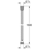 Flexible de douche - GROHE - VitalioFlex - 1,5 m - Métal - Chromé