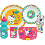 Lot vaisselle - FUN HOUSE - HELLO KITTY - Verre, Assiette creuse Ř16 cm, Asiette Ř22 cm, Couverts, Gourde, Boîte a goűter
