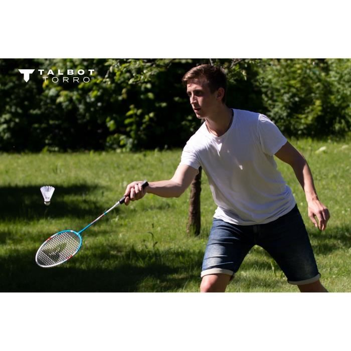 Set de badminton - TALBOT TORRO - 4 Fighter - 4 raquettes - Cordage multifilament avec oeillets - 3 volants synthétiques
