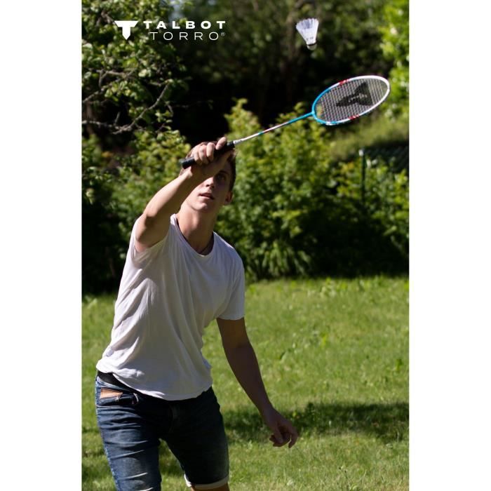 Set de badminton - TALBOT TORRO - 4 Fighter - 4 raquettes - Cordage multifilament avec oeillets - 3 volants synthétiques