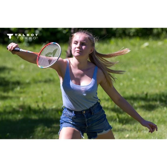 Set de badminton - TALBOT TORRO - 4 Fighter - 4 raquettes - Cordage multifilament avec oeillets - 3 volants synthétiques