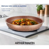Set de 3 poeles - Tous feux dont induction - ARTHUR MARTIN - AM9811 - Ř 20, 24 et 28 cm + 1 poignée amovible - Terracotta