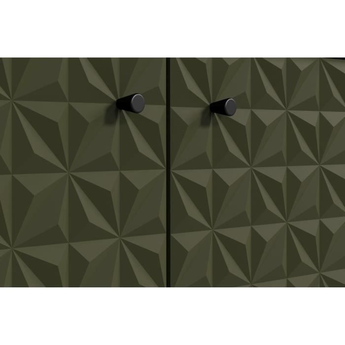 Meuble TV - SENTRA - 2 portes, 2 niches - Vert foncé - 184 x 40 x 52 cm - TRENDTEAM