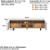 Meuble TV - SENTRA - 2 portes, 2 niches - Vert foncé - 184 x 40 x 52 cm - TRENDTEAM