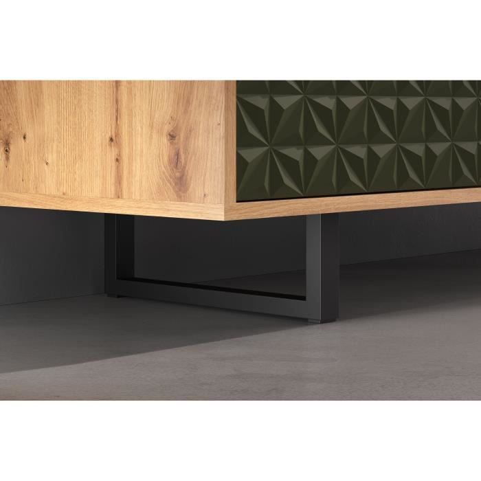 Meuble TV - SENTRA - 2 portes, 2 niches - Vert foncé - 184 x 40 x 52 cm - TRENDTEAM
