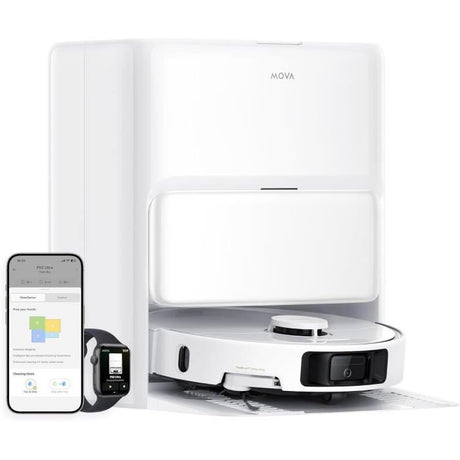 MOVA P50 Ultra - Robot Aspirateur Laveur avec Station - 19 000 Pa - Nettoyage des coins aux bords