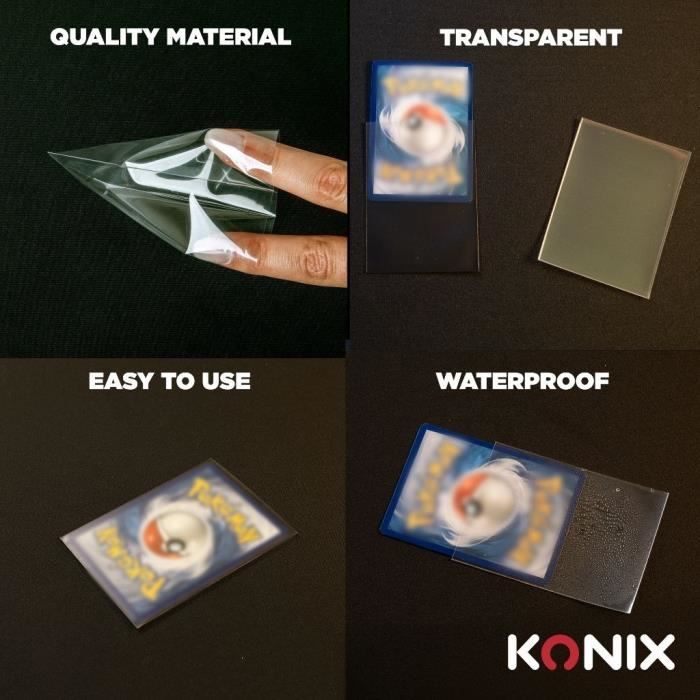 Protege-cartes - KONIX - Standard Sleeves - 100 pochettes - Compatible Magic The Gathering, Pokémon - Transparent