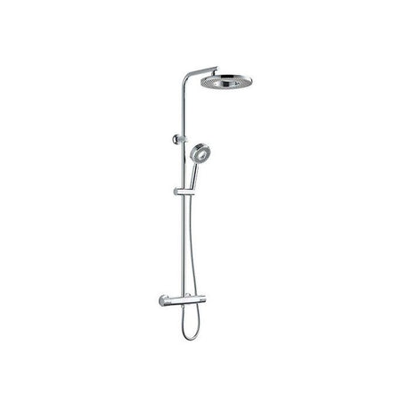 Colonne de douche avec mitigeur thermostatique - Edouard Rousseau - Hoop - Chrome - Douche de tete ronde - Douchette a main