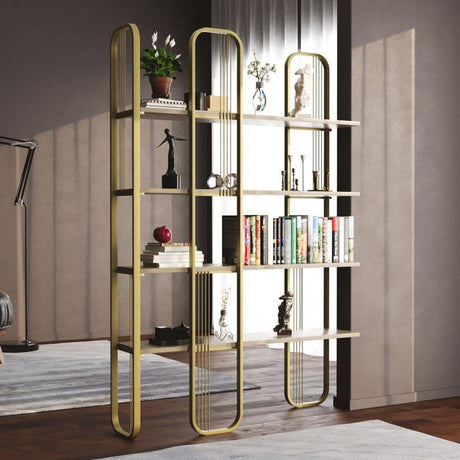 Bibliotheque baroque - SIERRA - 124 x 182 x 26 cm - Glam Jaune