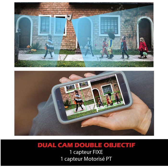 Caméra extérieure connectée - KYF - Wifi - Rotative PT-  Doubles capteurs 2 x 3MP