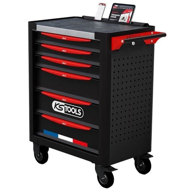 Servante d'atelier - Equipťe - 6 tiroirs - KS Tools - 824.6134F - Noir - 264 outils - Fabriquťe en France