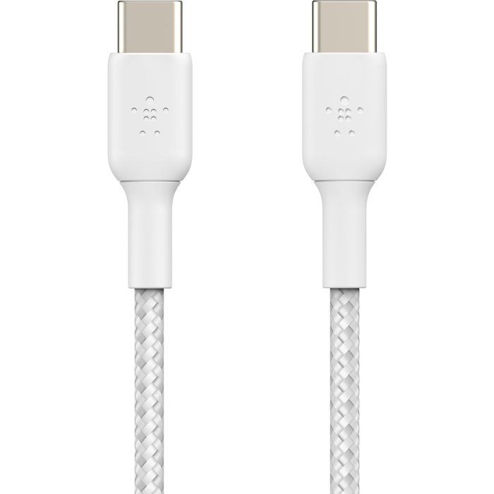 Câble tressé - BELKIN - USB-C vers USB-C - 2 m - Blanc