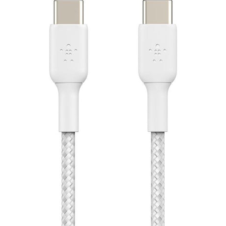 Câble tressé - BELKIN - USB-C vers USB-C - 2 m - Blanc