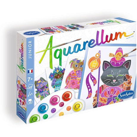 Peinture aquerelle - SENTOSPHERE - Aquarellum Junior - Maneki Neko - 5 couleurs - Sertissage sur papier Vélin - Des 6 ans