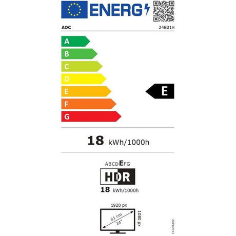 Ecran PC Bureautique - AOC - 23,8'' - FHD - 120Hz - Dalle IPS - 1ms - 24B31H