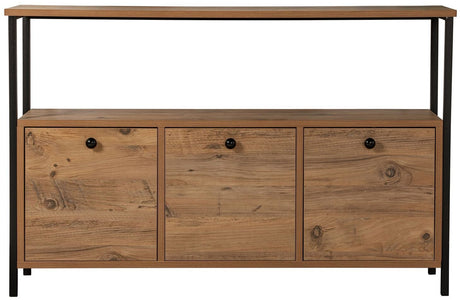 Buffet / console - SOLACE - 3 portes - 120 x 77 x 30 cm - Pin atlantique / Noir