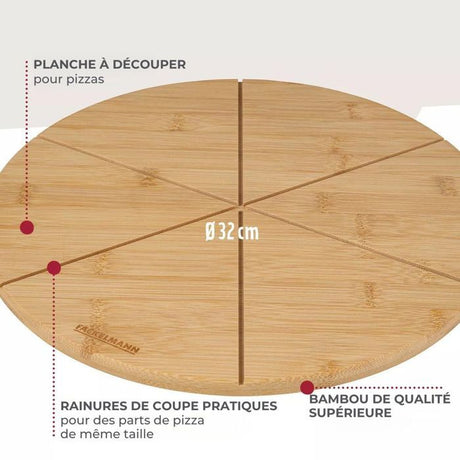 Ensemble de 2 Planches a pizza avec rainures de coupe - FACKELMANN - ō 32 cm
