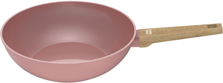 Wok - Tous feux dont induction - ARTHUR MARTIN - AM4944 - Revetement céramique - Ř 28 cm - Rose