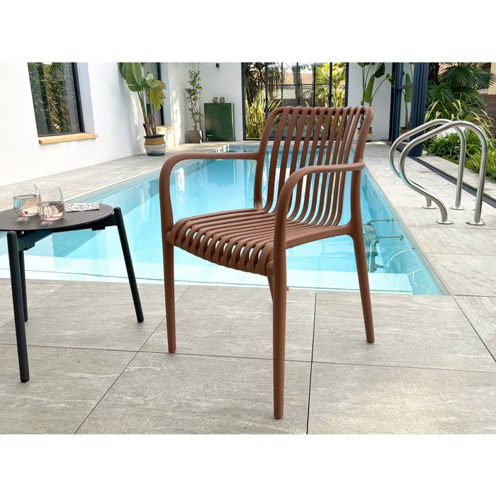 Lot de 2 fauteuils de jardin - CITY GARDEN - Tiago-FT - Empilable - Terracotta