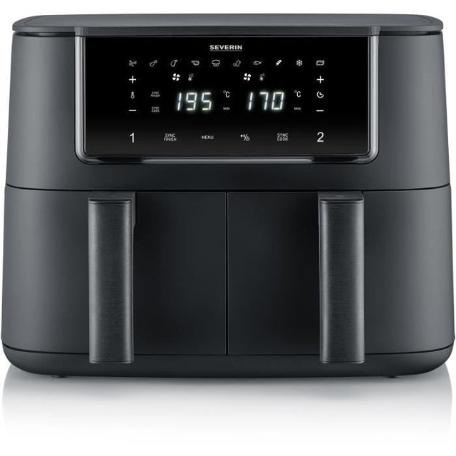 Friteuse sans huile SEVERIN - Airfryer FR2463 - Capacité 8L - Double cuve - 10 programmes - 2600W
