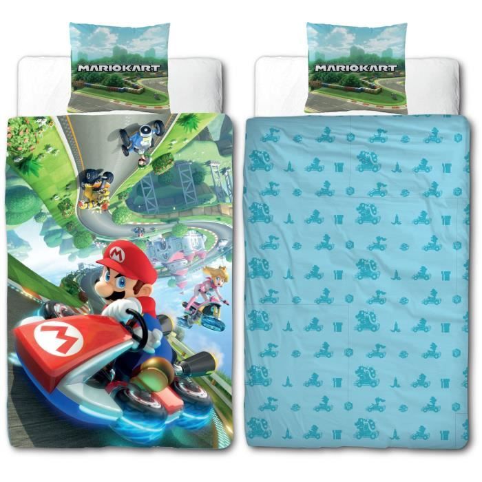 Parure de lit - MARIO BROS - Mario II - Microfibre - 1 housse de couette 140 x 200 cm + 1 taie 63 x 63 cm