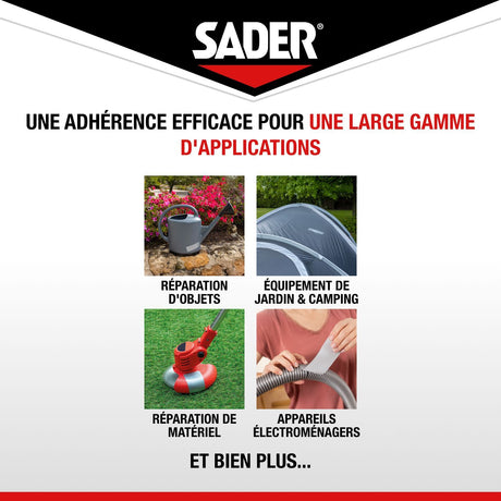 Adhésif extra fort - SADER - Repare tout extreme - Transparent - Intérieur & Exterieur - Toutes Surfaces - 20 m x 50 mm