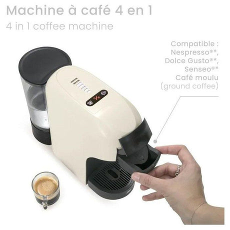 Machine a café multi-capsules 4-en-1 - LIVOO - DOD217C - 1400 W - 7 niveaux d'intensité du café - Creme