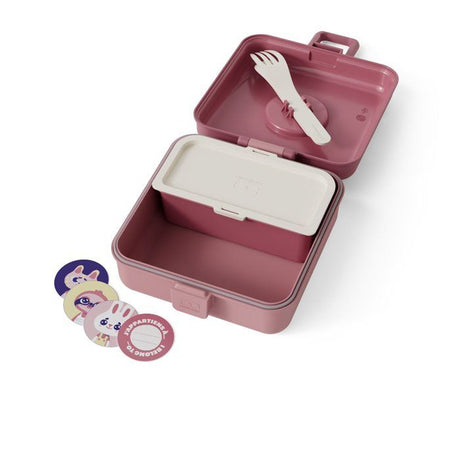 Boite a Sandwich Enfant - MONBENTO -  Couverts inclus - Sans BPA - Snacky Rose Blush