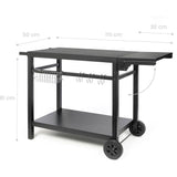 Desserte pour plancha avec tablette rabattable - LIVOO - GS170N  - 2 roues crantées Ř15 cm - Plateau supérieur 85 x 50 cm