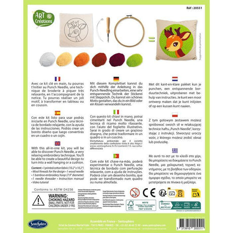 Broderie aiguille magique - SENTOSPHERE - Art & Créations - Punch Needle - Petit Cerf - Initiation au crochet - Des 6 ans