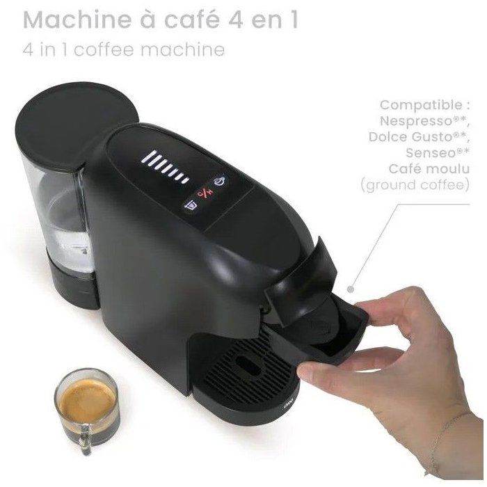 Machine a café multi-capsules 4-en-1 - LIVOO - DOD217N - 1400 W - 7 niveaux d'intensité du café - Noir